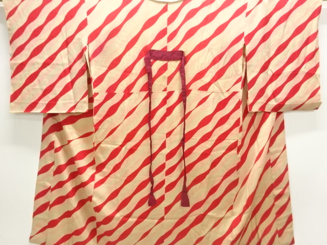 JAPANESE KIMONO / ANTIQUE HITOE JUBAN / SILK / KINSHA / DIAGONAL STRIPE
